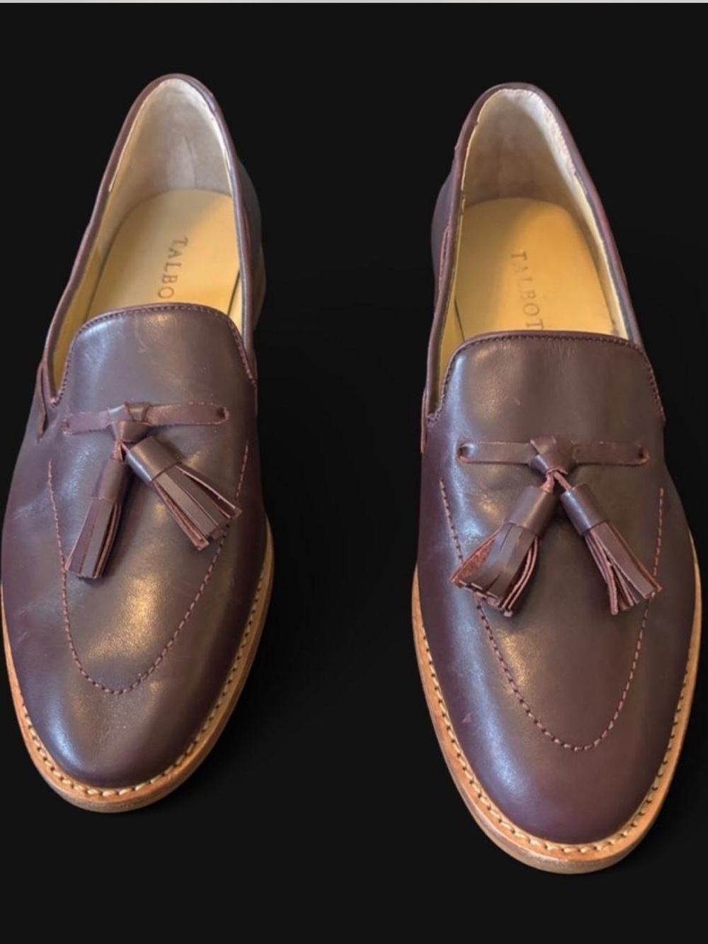 Talbots Rich Burgundy Leighton Leather Tassel Loafers Classic Preppy Retro